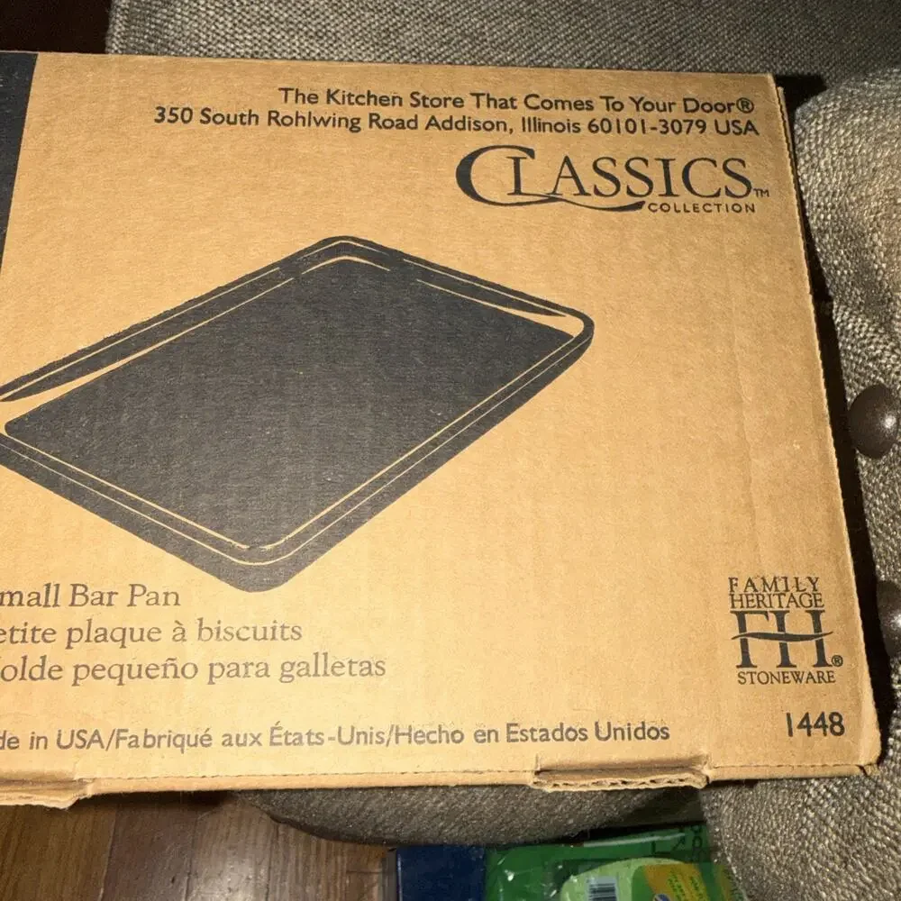 Pampered Chef 1448 Small Bar Pan Stoneware Baking Tray Beige 15x10 Rectangle NIB